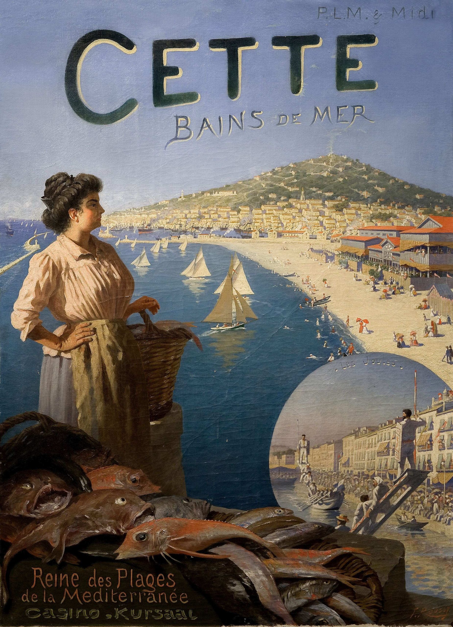 Cette - Bains de mer - Toussaint ROUSSY Huile sur toile 100 x 73 cm
