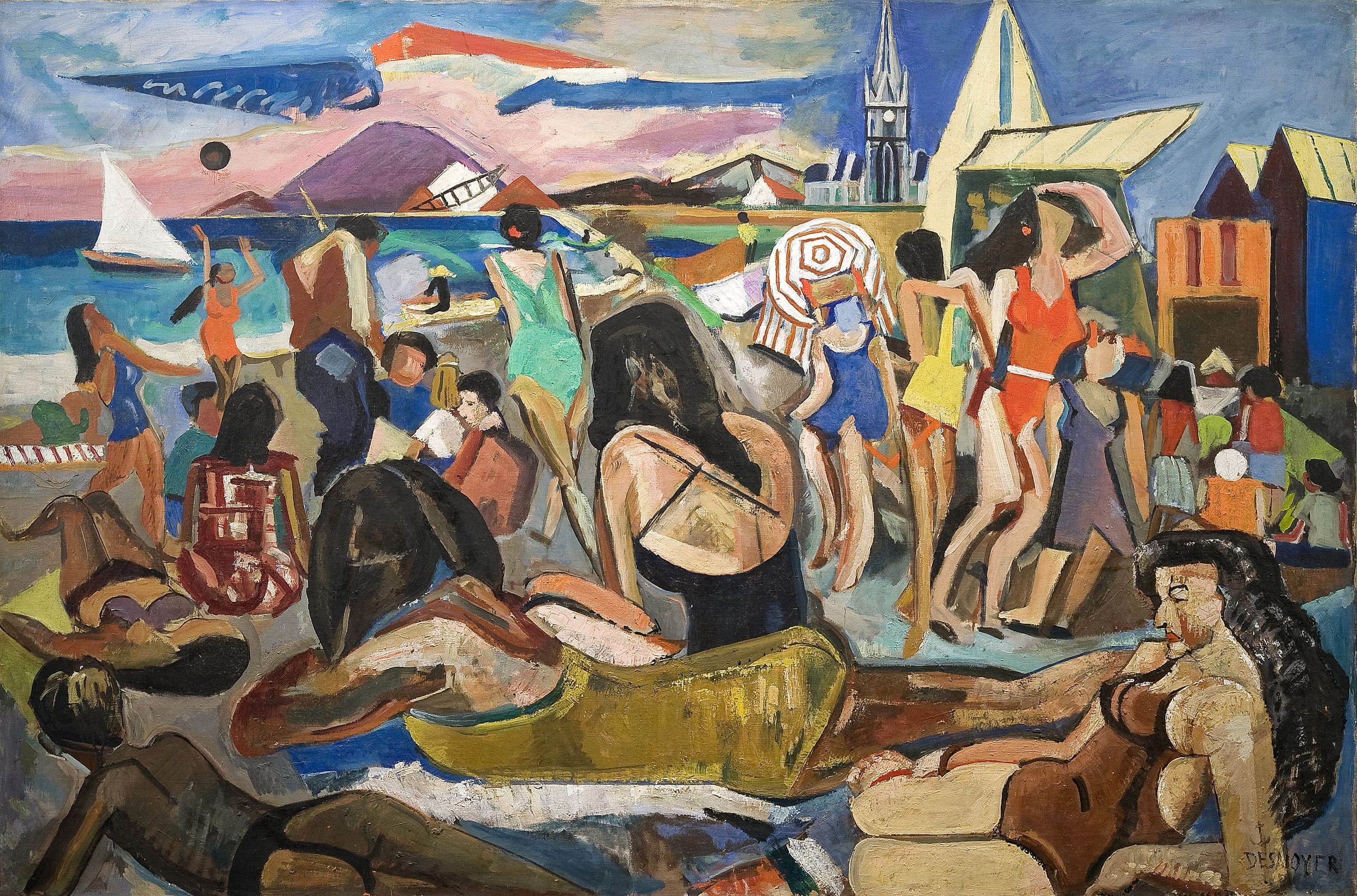 La Grande plage de la Corniche (1947), François DESNOYER Huile sur toile 130,2 x 195,3 cm