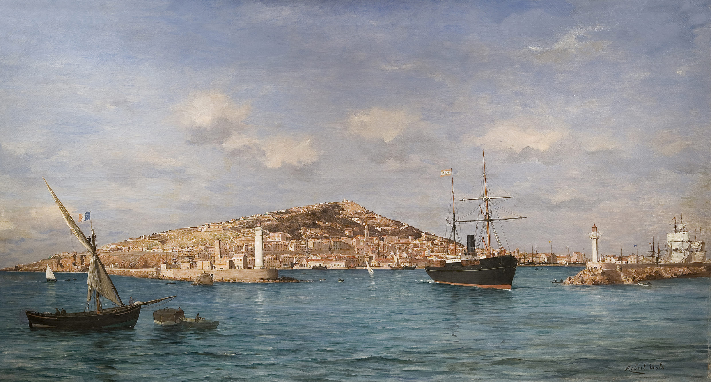 Port de Cette (1891) - Robert MOLS Huile sur toile 111 x 211,5cm