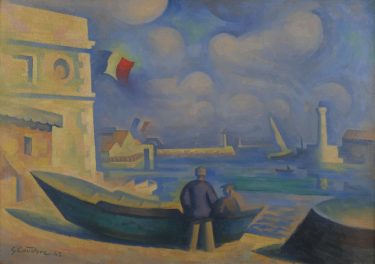 Entrée du port de Sète en 1942 - Gabriel COUDERC Huile sur toile 65,3 x 92,3 cm
