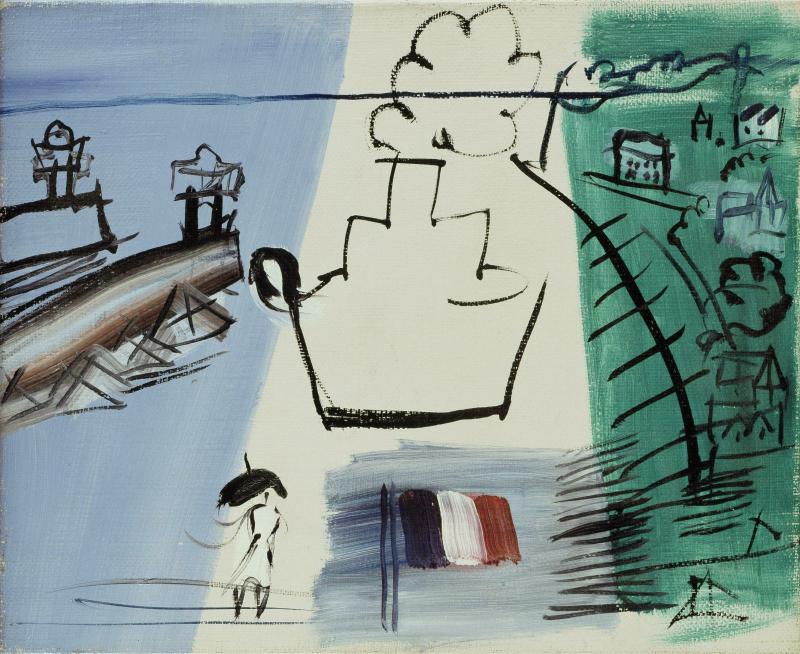 Cargo blanc et drapeau - Raoul Dufy